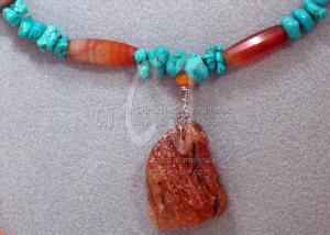  Argentinean Amber with Turquoise Nuggets by Christina Jarmolinski