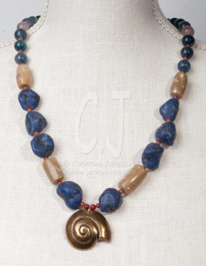 The Snail with Lapis Nuggests and Bamboo Coral by Christina Jarmolinski