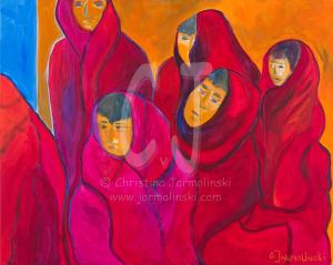 Young Buddhist Monks by Christina Jarmolinski