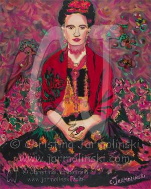 Frida in Fields of Flowers by Christina Jarmolinski