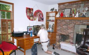 Rob installing my media corner to do my blogging