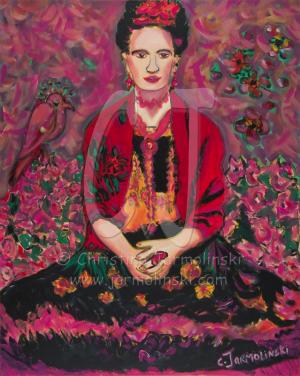 Frida in Fields of Flowers by Christina Jarmolinski
