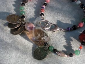 Herkimer Diamond with Antique Coins and Jade Beads by Christina Jarmolinski