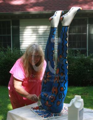 Christina and her Funky Leg Installation photo by Rob de Koter