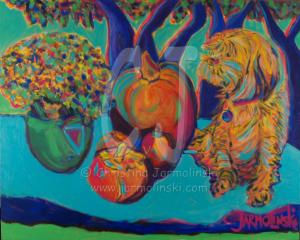 Lakshmi with Pumpkins painting by Christina Jarmolinski