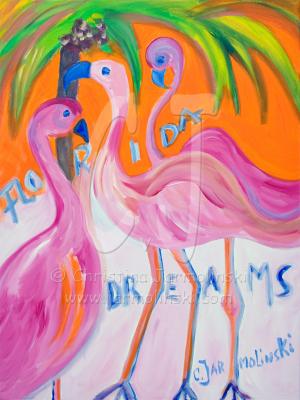 Flamingos- acrylic-Christina Jarmolinski - sold