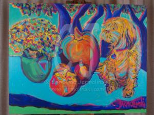 Dog and Pumpkins