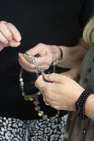 Viewing beads and clasps of my art jewelry.