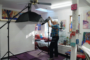 Photo shoot set up in my studio by Christina Jarmolinski