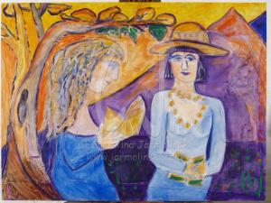 Two Friends reading under a Tree by Christina Jarmolinski