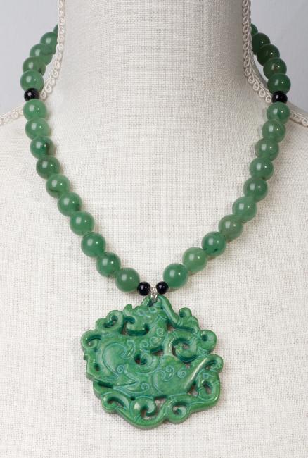 Green Jade Dragon "Art Jewelry" by Christina Jarmolinski