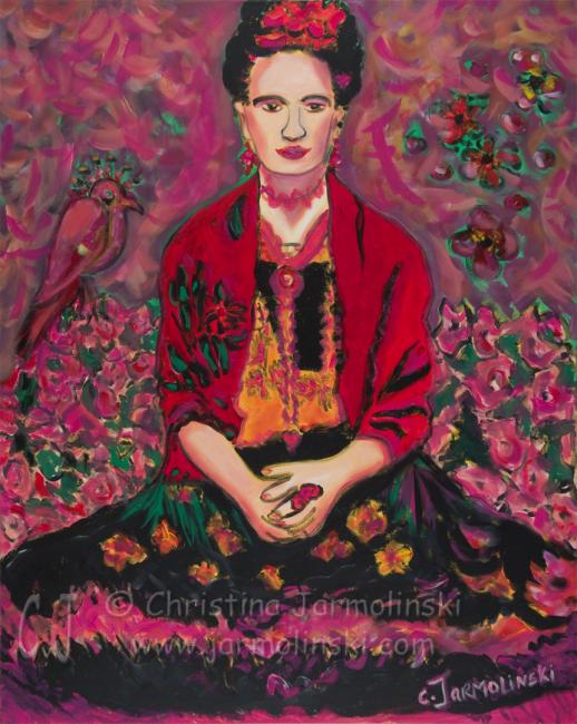 Frida in a Field of Flowers by Christina Jarmolinski