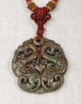 Tibetan Necklace with green Jade Pendant by Christina Jarmolinski