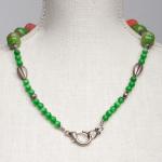 Coral with Tibetan Silver Beads and Green Turquoise Necklace