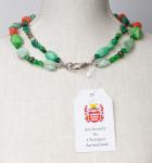Vintage Two Strand Multi-Colored Necklace with Ancient Cat by Christina Jarmolinski