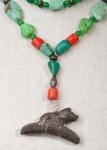 Vintage Two Strand Multi-Colored Necklace with Ancient Cat by Christina Jarmolinski