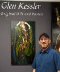 Glen Kessler with painting of Hilary Clinton photo by Rob de Koter