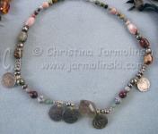 Herkimer Diamond combined with Antique Afgan Coins by Chrisitna Jarmolinski