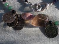 Herkimer Diamond with Antique Coins and Jade Beads by Christina Jarmolinski