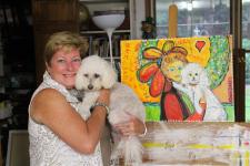 Cindy and Lilly viewing their portrait in my studio