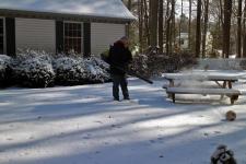 Rob in front of my studio having fun with the snow