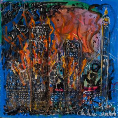 9/11 mixed media by Christina Jarmolinski