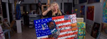 American Flag with Obama Obama by Christina Jarmolinski in the Democratic Headquarters of Ft. Myers