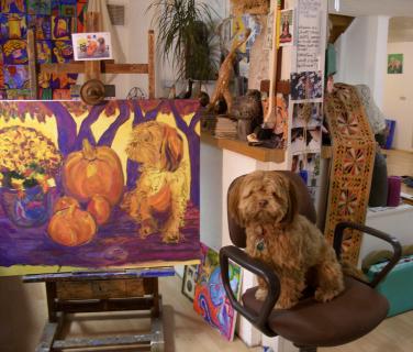 Painting of Lakshmi with Pumpkins