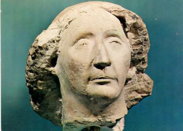 Postcard of sculpture of Marino Marini to Christina Jarmolinski
