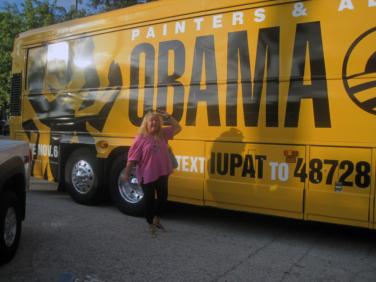 Christina and the Obama Bus in Florida by Christina Jarmolinski