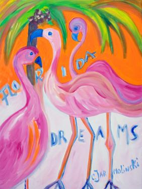 Flamingos under Palms by Christina Jarmolinski