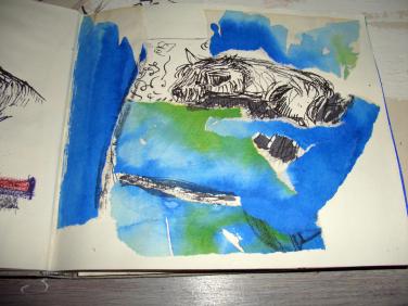 Sketchbook - Blue Page with Nina by Christina Jarmolinski