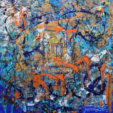 Abstraction in Blue and Orange by Christina Jarmolinski