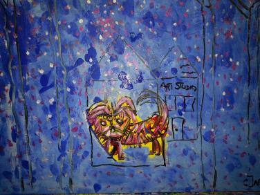 Dog Walk  mixed media by Christina Jarmolinski