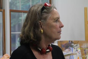 Wendy talking art with me in my studio.